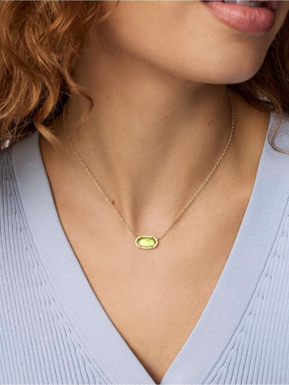 Kendra Scott Elisa Necklace Peridot Stone Gold